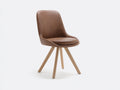 Sedia da pranzo - pelle-legno - 54x48x85 cm - marrone-legno naturale - stile moderno