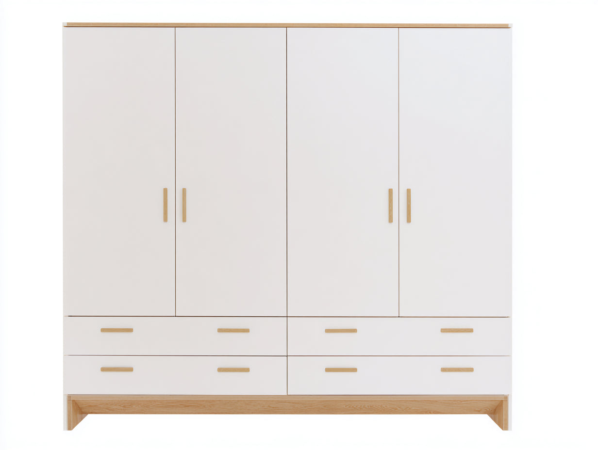 Armadio - Legno ingegnerizzato-legno di pino - 182x60x205 cm - Bianco-Legno naturale - Moderno