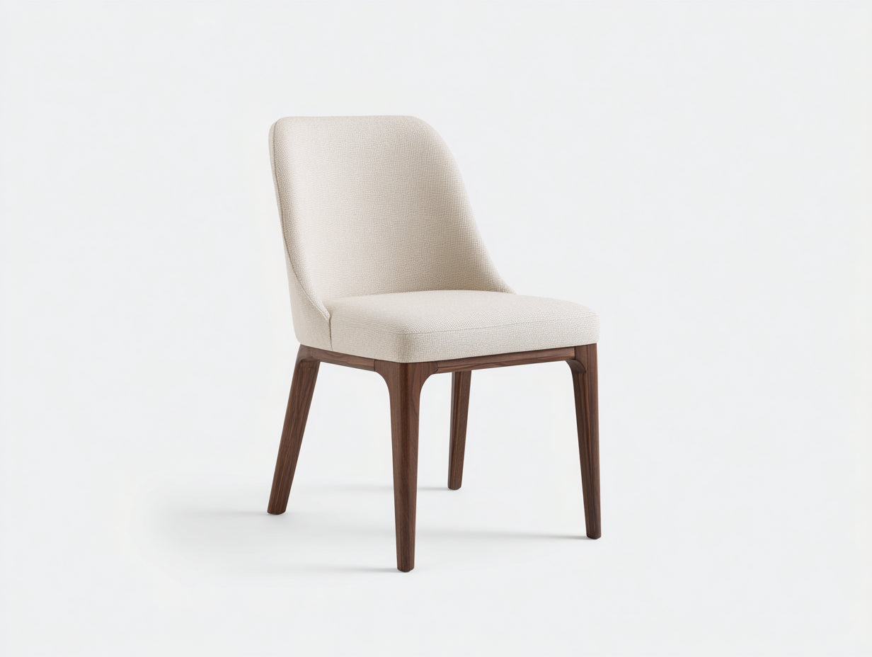 Sedia da pranzo - tessuto-legno - 52x56x82 cm - beige-marrone - design moderno