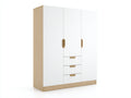 Armadio - Legno ingegnerizzato-legno di pino - 142x58x198 cm - Bianco-Legno naturale - Moderno