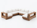 Divani da esterno - legno-tessuto - 330x255x76 cm - naturale-bianco - rustico