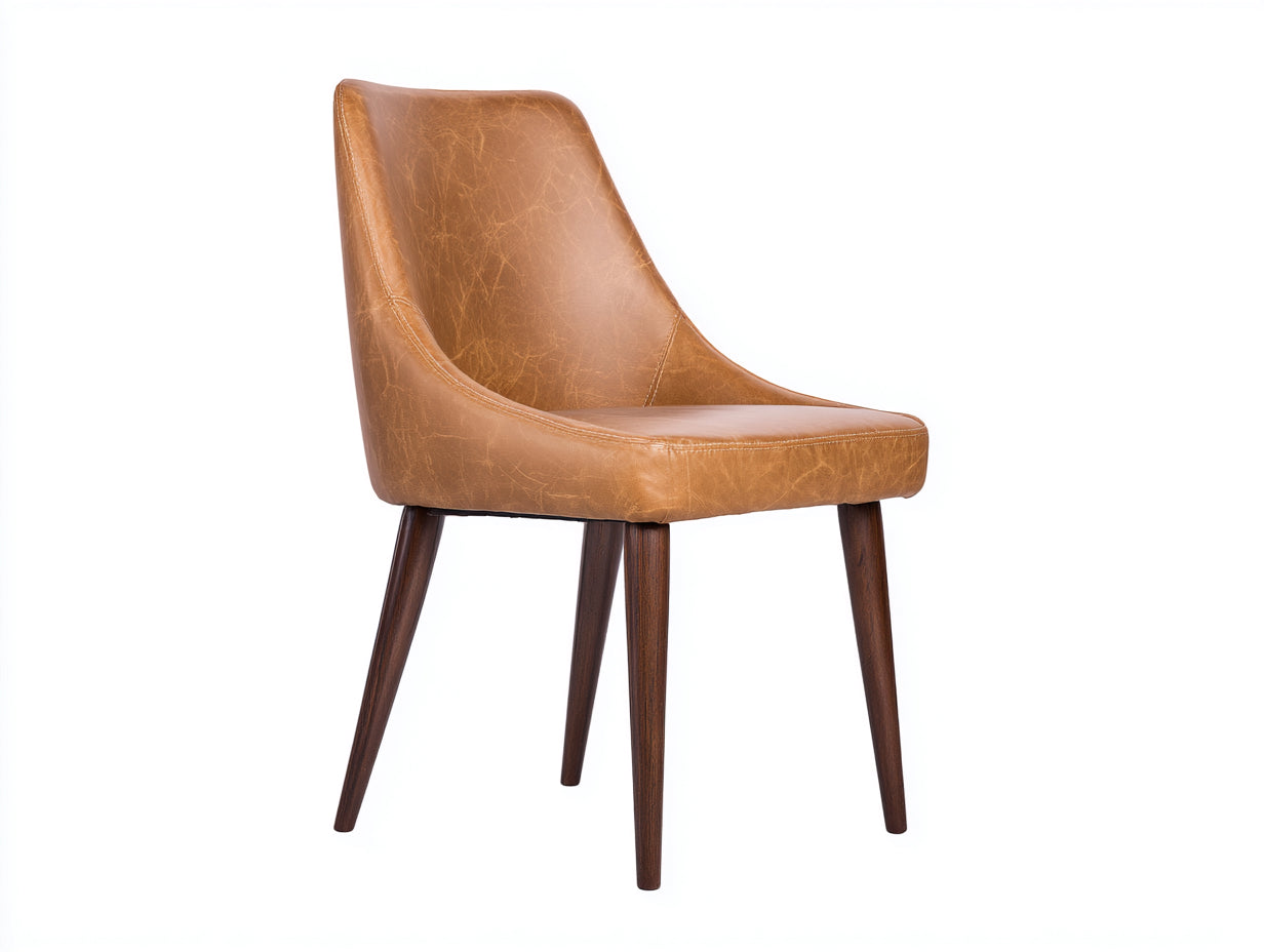 Sedia da pranzo - pelle sintetica-legno - 52x56x82 cm - cognac-marrone - stile vintage