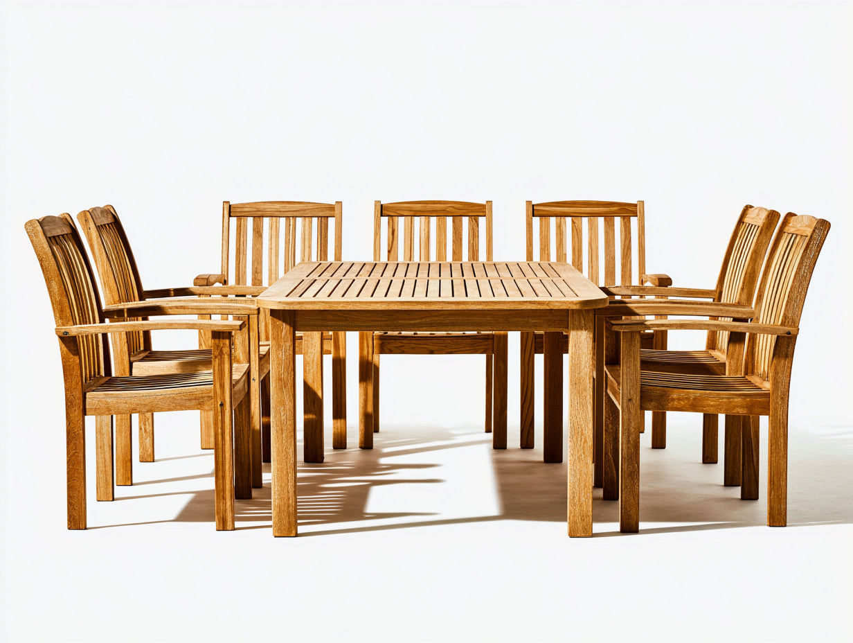 Set da pranzo da esterno-Legno-190x120x75 cm-Teak naturale-Classico da giardino