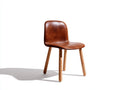 Sedia da pranzo - pelle-legno - 50x46x83 cm - marrone-legno naturale - stile moderno