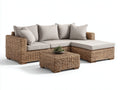 Divani da esterno - rattan-legno-tessuto - 270x210x77 cm - naturale-grigio beige - naturale