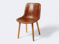 Sedia da pranzo - pelle-legno - 50x46x83 cm - marrone-legno naturale - stile moderno scandinavo