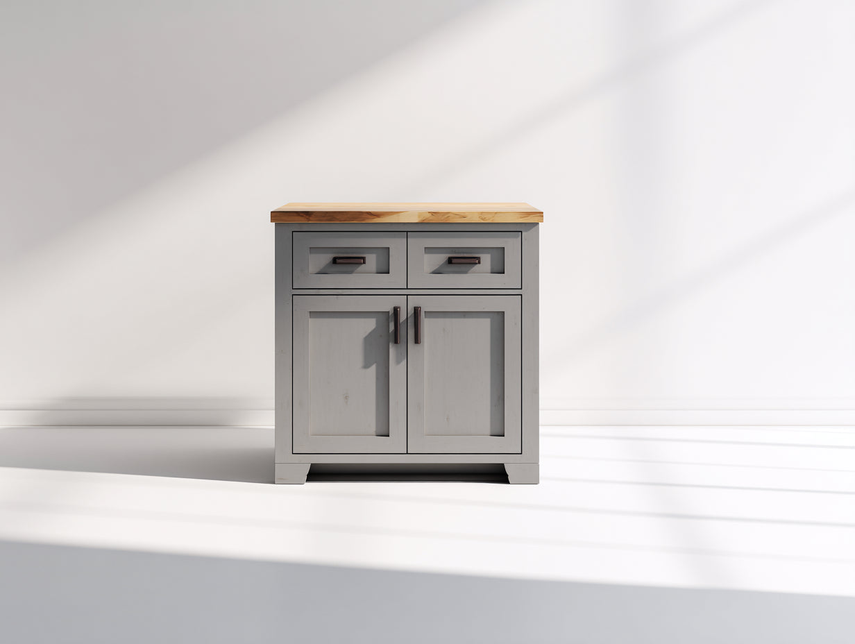 Credenza-legno ingegnerizzato-legno massello-100x45x85 cm-grigio chiaro-legno naturale-stile moderno
