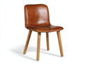 Sedia da pranzo - pelle-legno - 52x45x83 cm - marrone-legno naturale - stile moderno