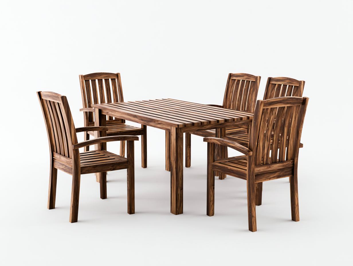 Set da pranzo da esterno-Legno-180x95x75 cm-Noce naturale-Classico da giardino