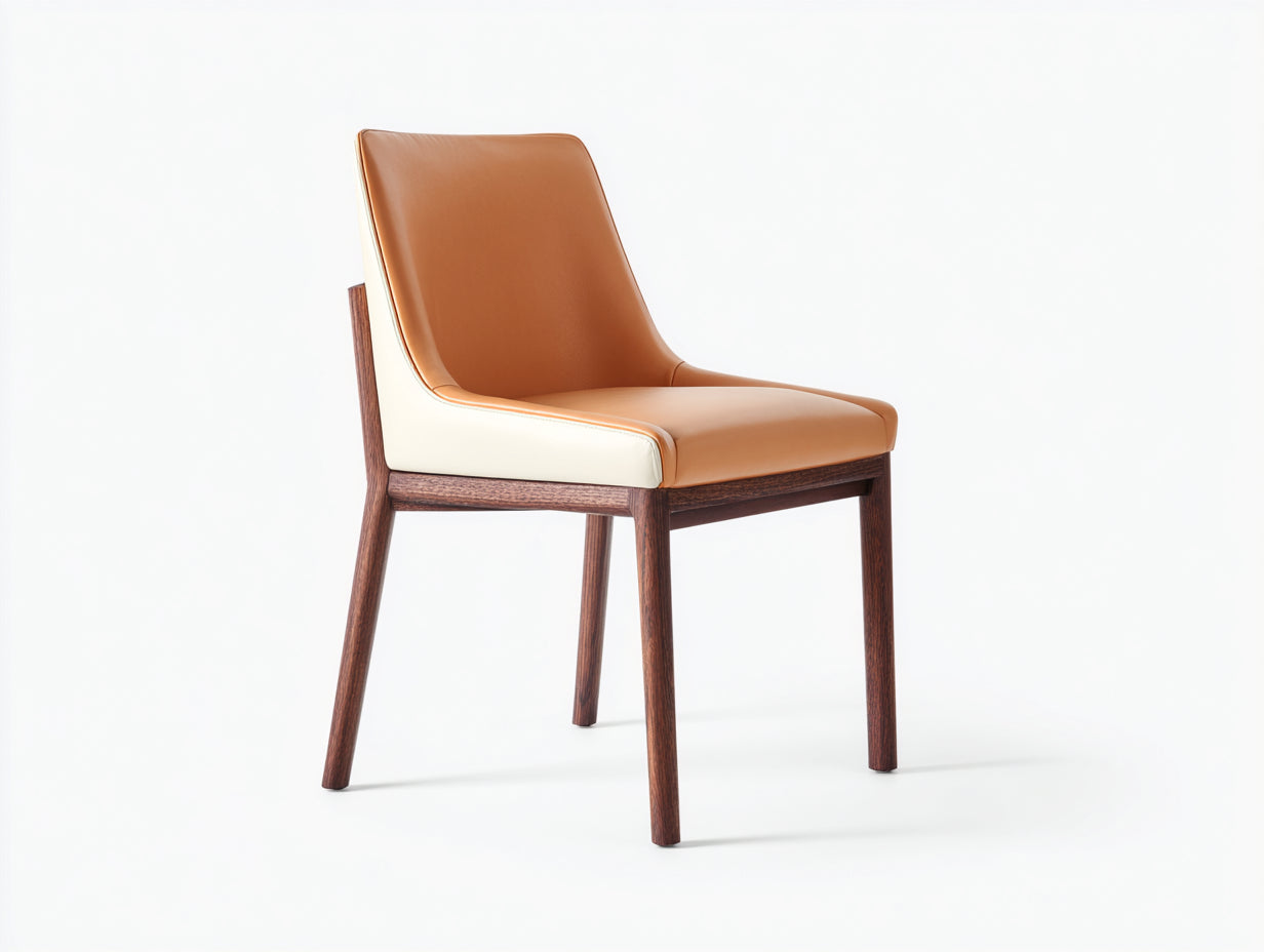 Sedia da pranzo - pelle sintetica-legno - 53x57x82 cm - cognac-crema-marrone - design moderno