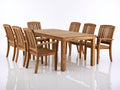 Set da pranzo da esterno-Legno-220x115x75 cm-Teak naturale-Classico da giardino