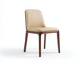 Sedia da pranzo - pelle sintetica-legno - 51x56x82 cm - beige-marrone - design moderno