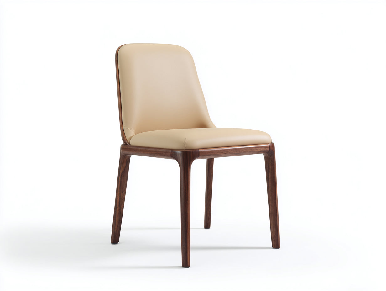 Sedia da pranzo - pelle sintetica-legno - 51x56x82 cm - beige-marrone - design moderno