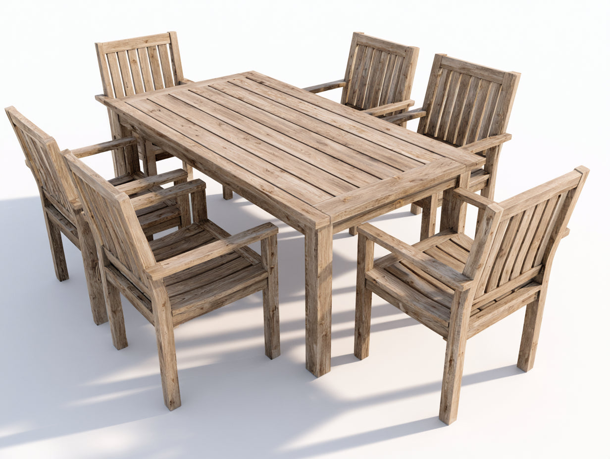 Set da pranzo da esterno-Legno-210x105x75 cm-Rovere chiaro naturale-Classico da giardino