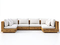 Divani da esterno - legno-tessuto - 360x170x74 cm - naturale-bianco - moderno