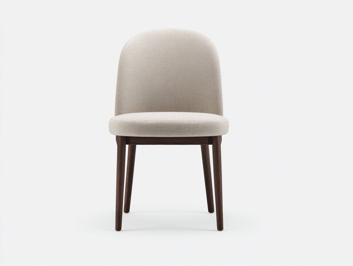 Sedia da pranzo - tessuto-legno - 52x56x82 cm - beige-marrone scuro - design moderno