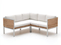 Divani da esterno - legno-metallo-tessuto - 245x245x75 cm - naturale-bianco-argento - moderno