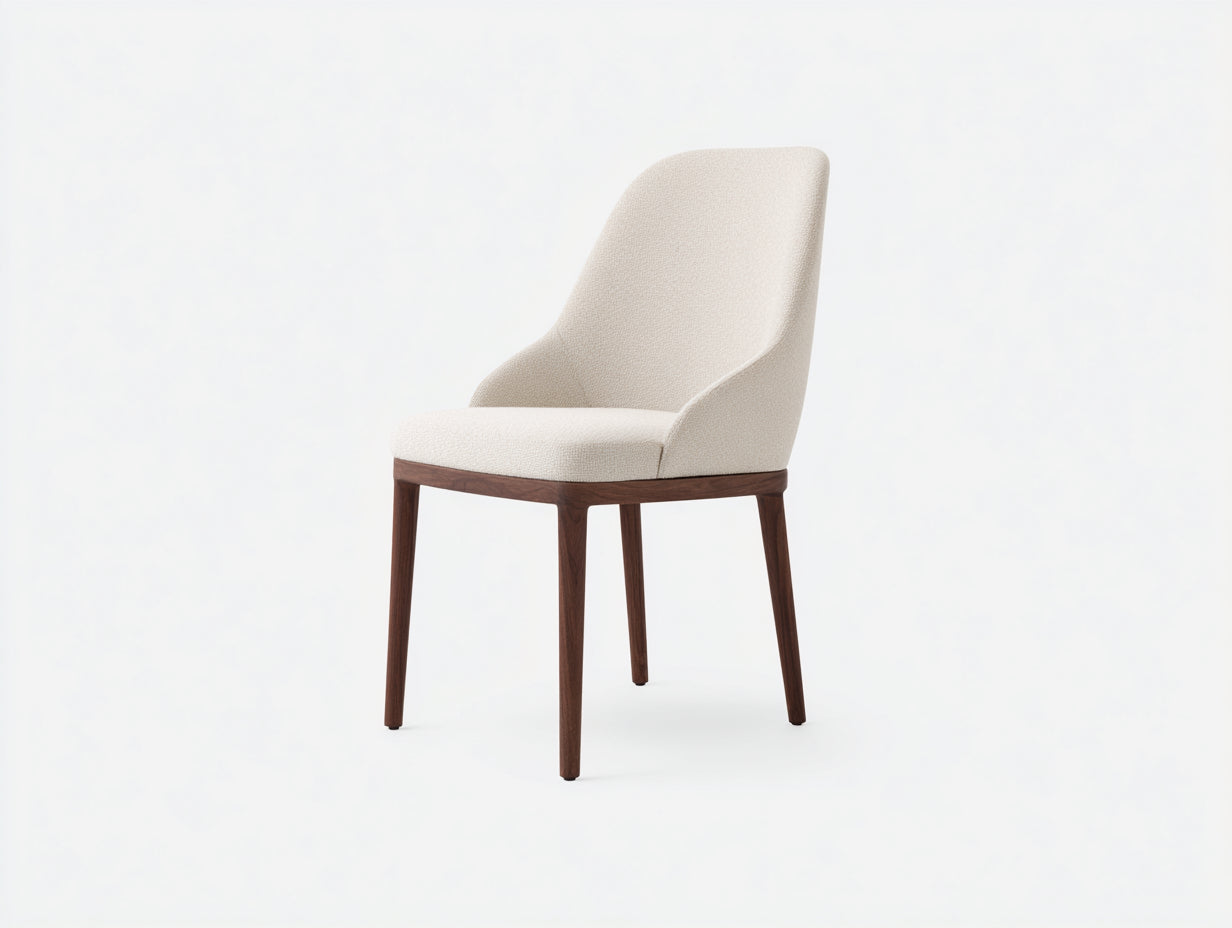 Sedia da pranzo - tessuto-legno - 54x58x84 cm - beige-marrone - design moderno