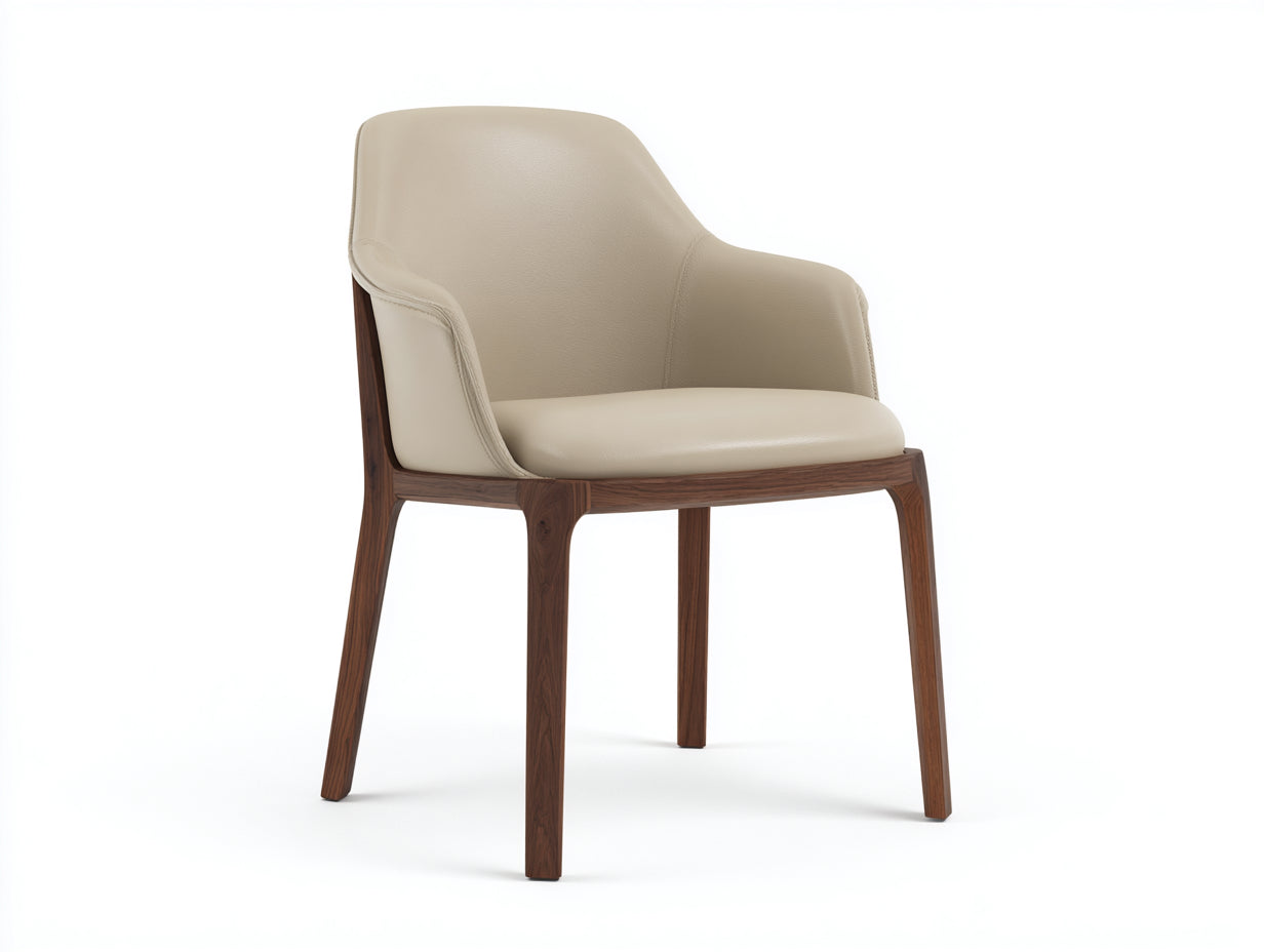 Sedia da pranzo - pelle sintetica-legno - 57x58x79 cm - beige-marrone - design moderno